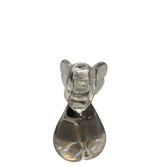 Art Glass HANDBLOWN Clear Glass Elephant Lucky Trunk up 5” Tall - Picture 3 of 5